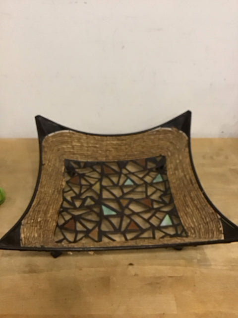 18.5" Metal Mosaic Serving Tray