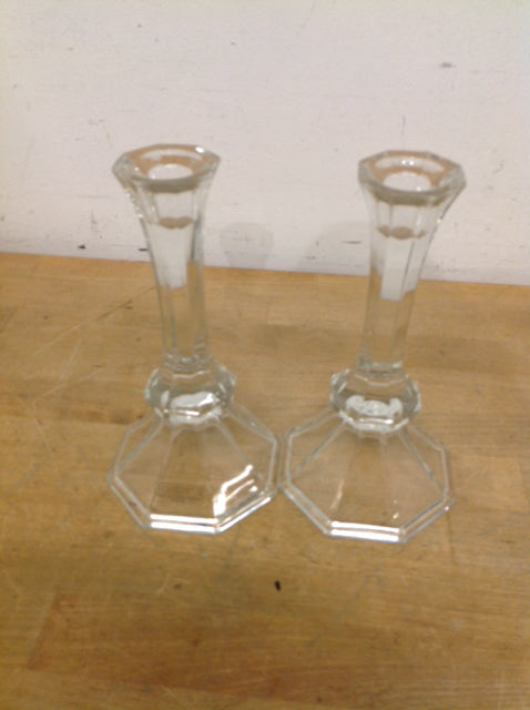 Candle Holders - 8" Pair Of Crystal