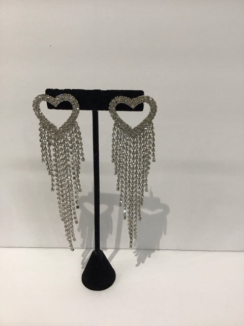 Rhinestone Dangling Heart Earrings