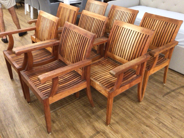 Set Of 8 House Of Teak Teak Outdoor Dining ArmChairs