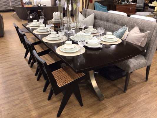 76" w x 42" d x 30" h  Ethan Allen Evansview Extension Dining Table