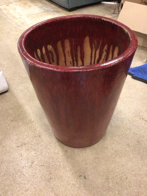 26 1/2" Red Ceramic Drip Glaze Planter