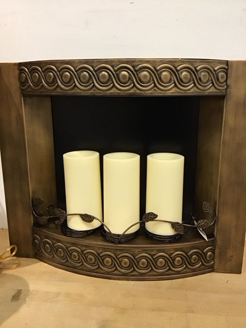 27"x22.5" Metal Fireplace Candle Holder w Candles
