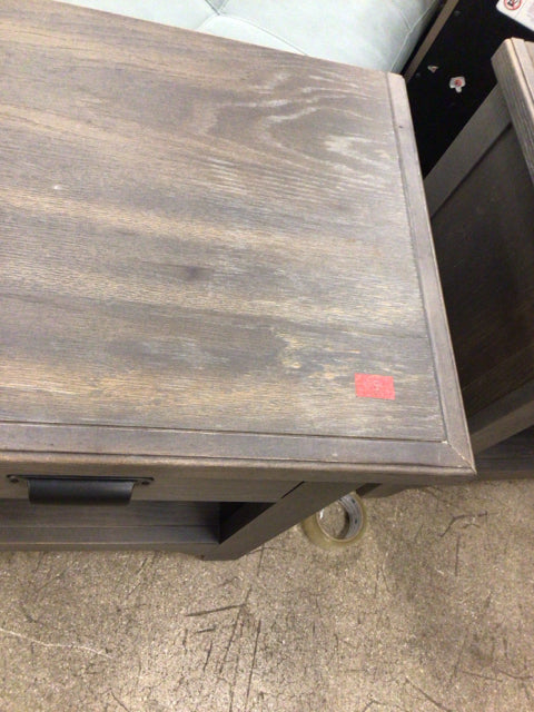 AS-IS 22 1/2" X 16" Bassett Grey One Drawer Wood Nightstand