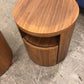 21.5" H x 19" AS-IS Angel Cerda Round Walnut Nightstand( Round Mark On Top)