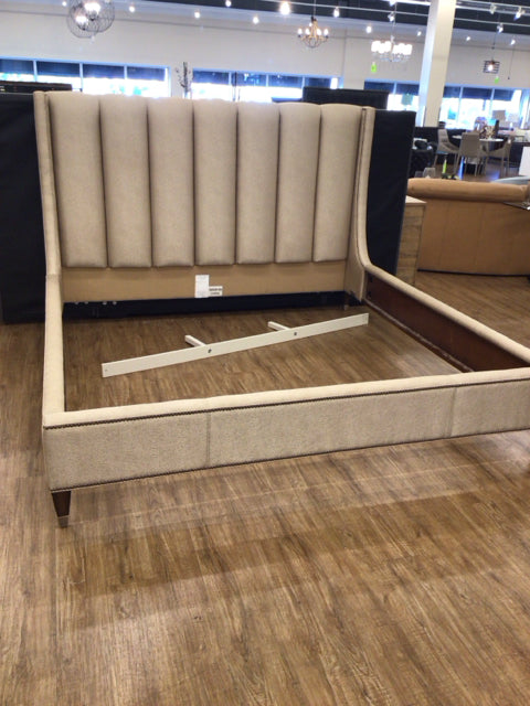 Lexington Tan Upholstered King Bed W/Nailheads