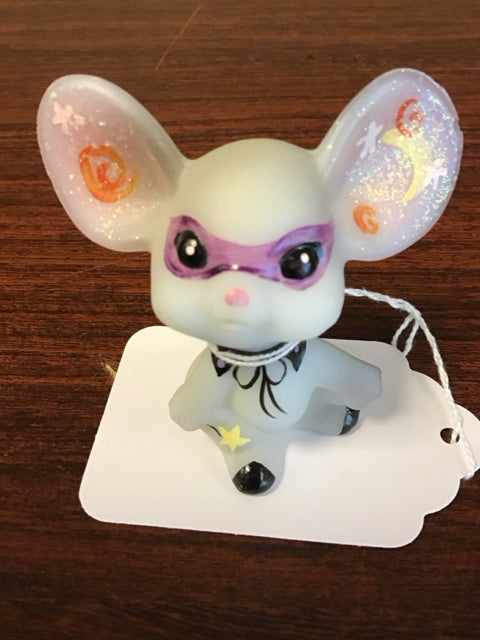 4" Fenton Purple Masked Mouse Fine Porcelain Figurine