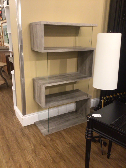 35 1/2" X 15 1/2" Faux Wood & Glass Etagere