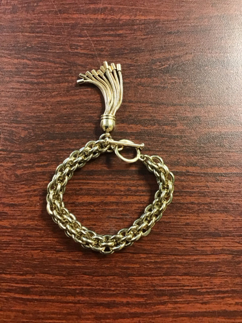 Goldtone Rope W/Tassle Bracelet