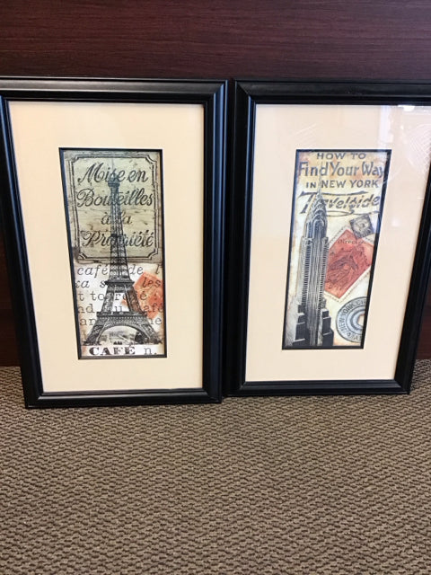 Set Of 2 17" X 27" Paris & New York Print