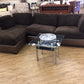 Two Pc Brown Fabric & Leather Sectional