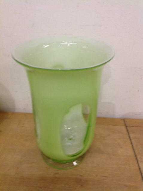 Vase - 11" Footed Green Glass