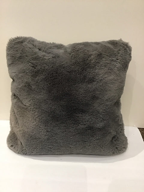Grey Faux Fur Pillow