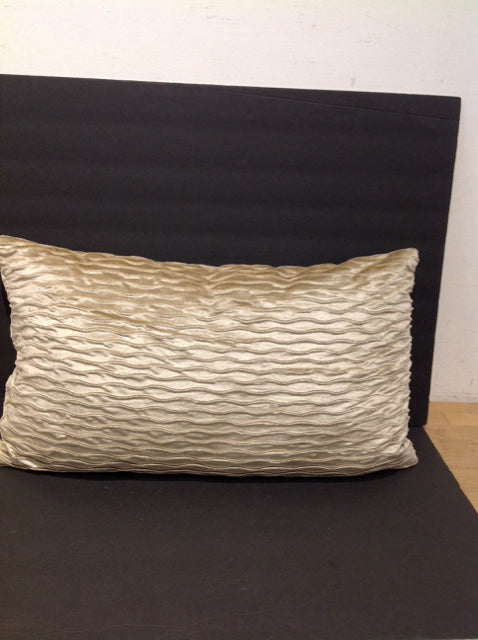 Tan Striped Velour Lumbar Pillow