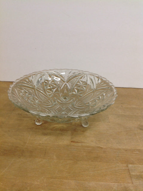 9" Footed Carved Crystal Bowl