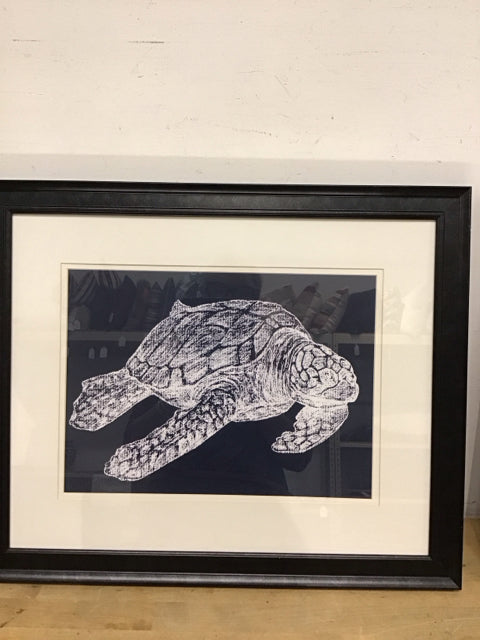 22.5"x18" Blue & White Turtle Art Print