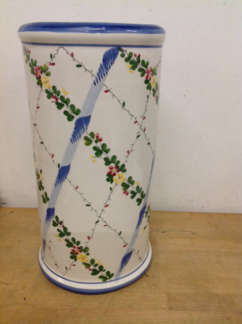 24" Gump's Painted Ceramic Umbrella Stand