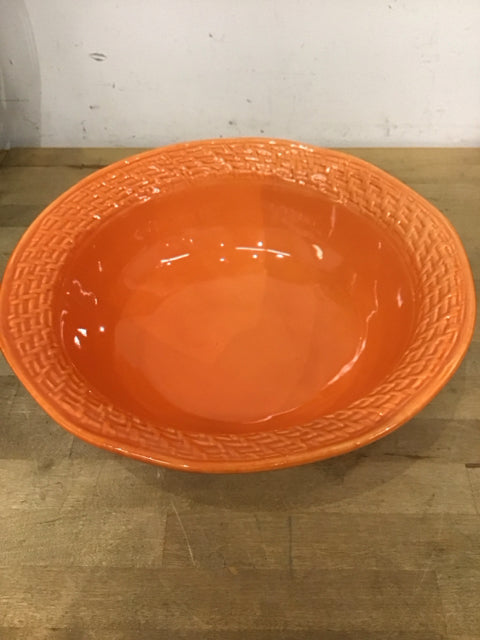 13.5" Orange Maioliche Jessica Basket Weave Edge Bowl
