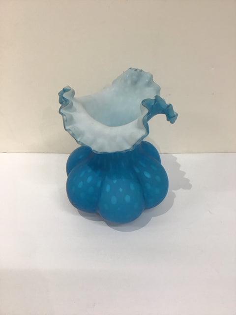 8" Frosted Blue Abstract Vase