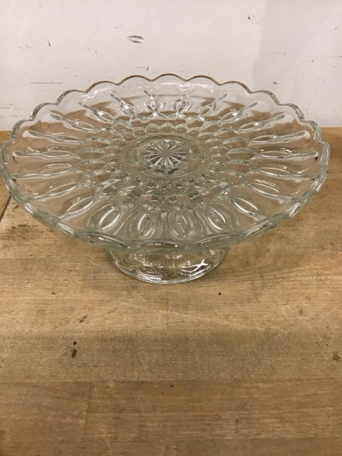 10" Cut Glass Footed Cake Plate