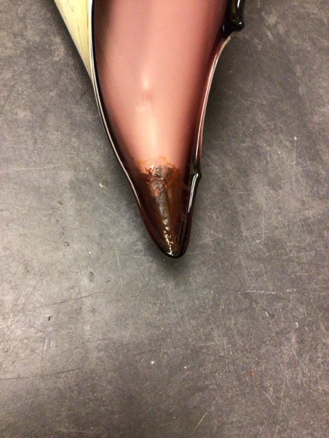 AS-IS 23" Art Glass Shell Bowl(Tip Touched Up)