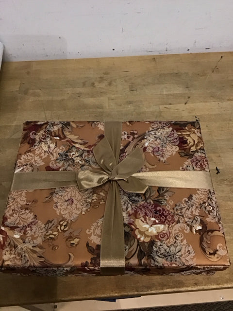 15"x12" Brown & Gold Floral/Paisley Decorative Box
