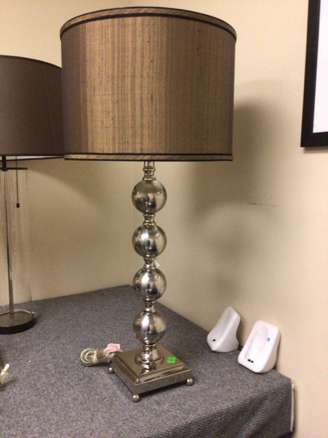 Chrome Stacked Spheres Table Lamp W/Shade