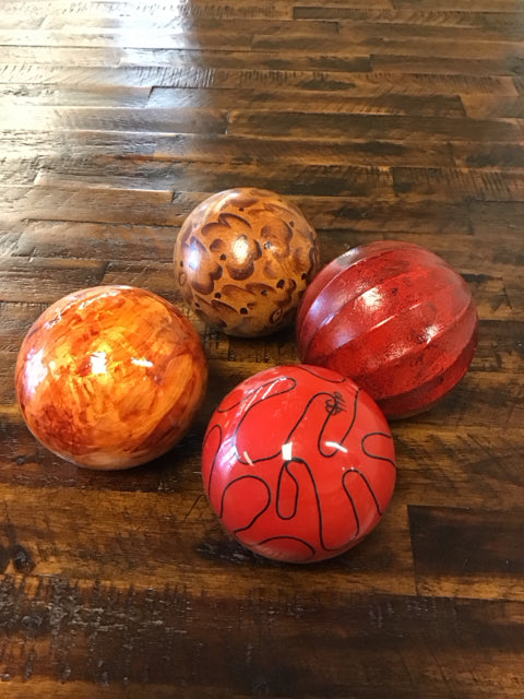Set Of 4 Various Pattern Decorative Balls