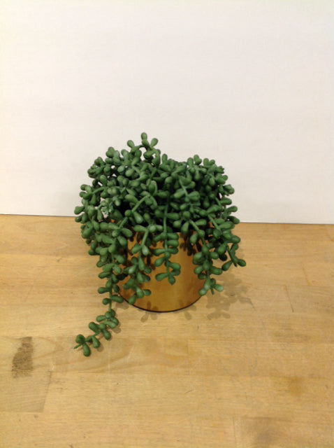 4" Artificial Plant In Gold Metal Vase