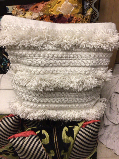 White Fringe Pillow