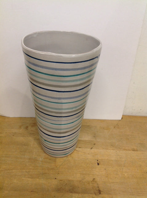14.5" Circular Striped Ceramic Vase