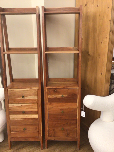 70 1/2" Wood Three Drawer Tall Bookcase