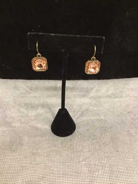 Goldtone W/Pink Stone Earrings