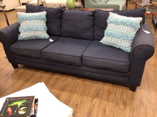 AS-IS Navy Blue Fabric Queen Sleeper Sofa