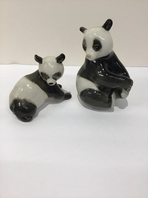 Pair Vtg Ceramic Pandas