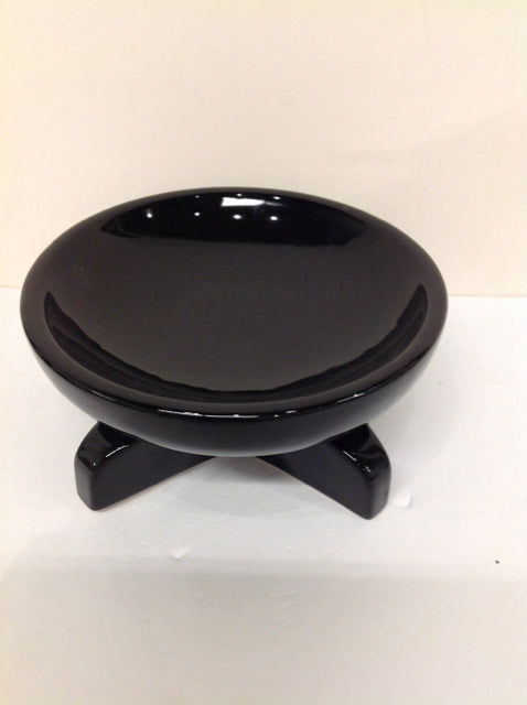9.5" Black Ceramic Footed Bowl