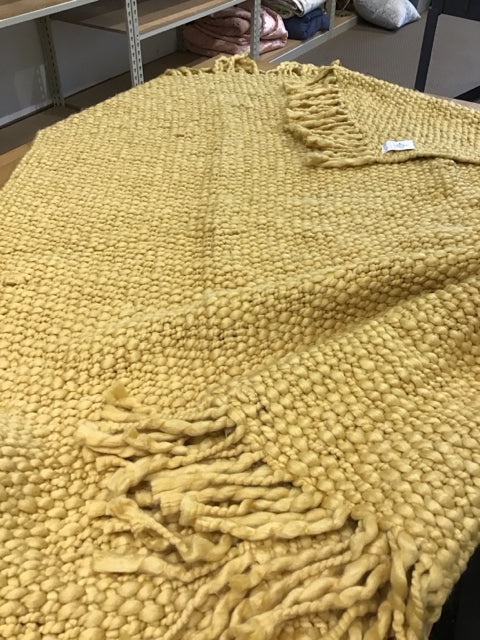 60x90 West Elm Yellow Plush Rope-Like Throw