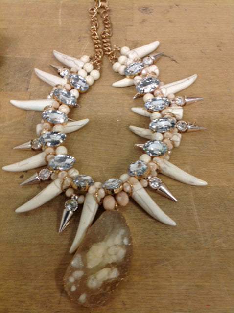 Necklace- White Stones & Crystal