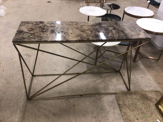 AS-IS Geometric Marble Top Console Table(Corner Damage)