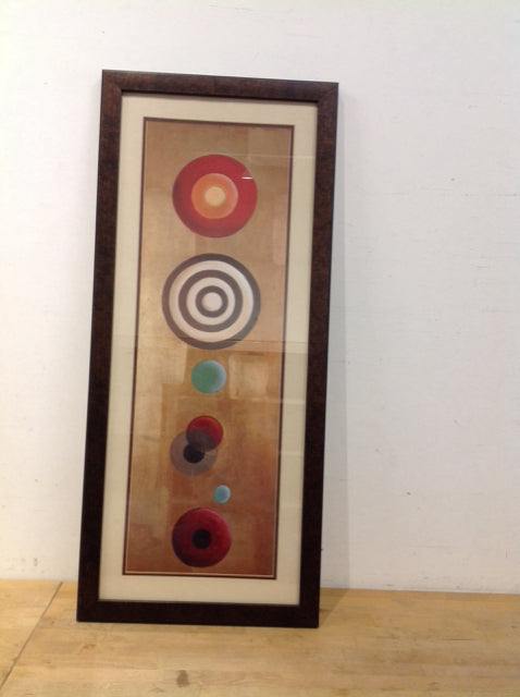 19x43" Framed Circle Abstract on Paper