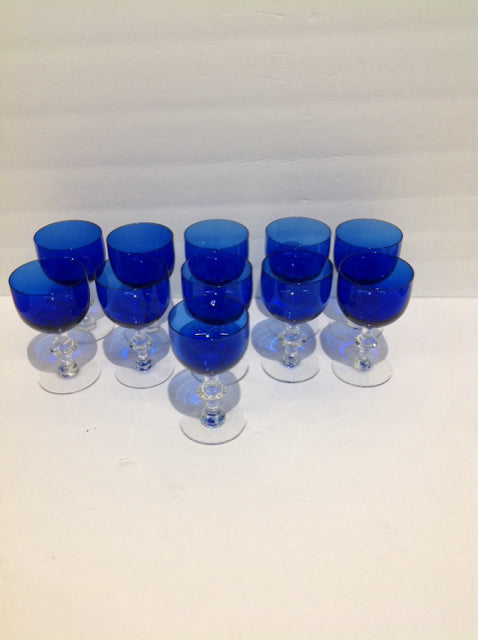 Set/11 Cobalt Blue Cordial Glasses