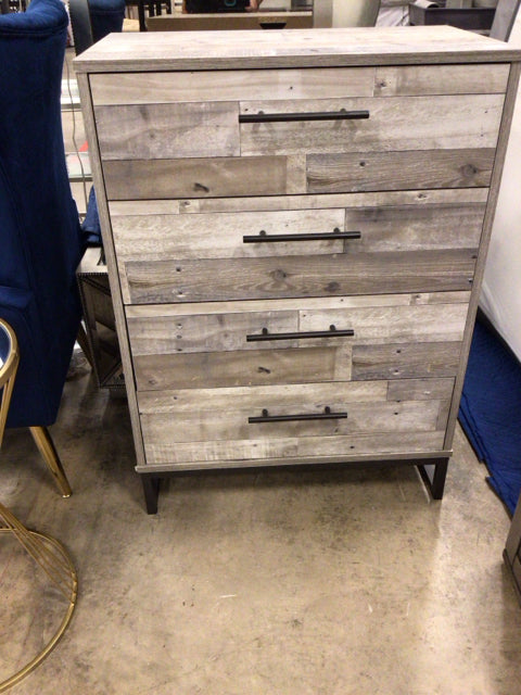 Grey Four Drawer Tall Dresser