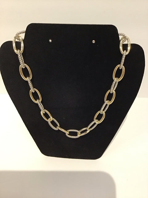 Yurman Style Silver/Gold Chain Necklace