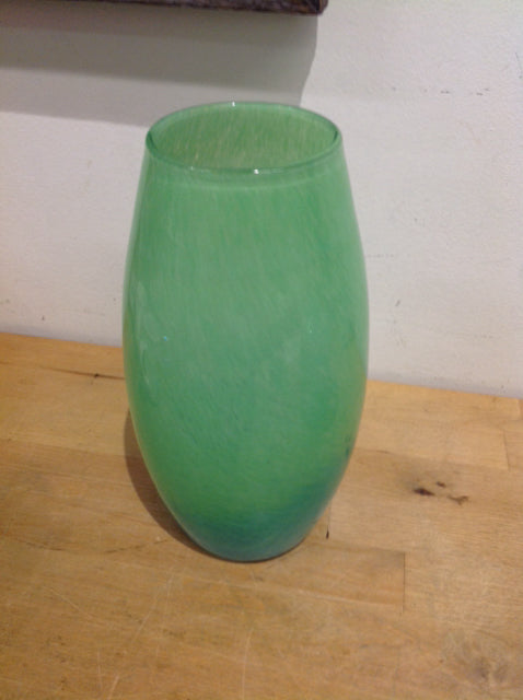 Vase- 10" Green & Blue Art Glass