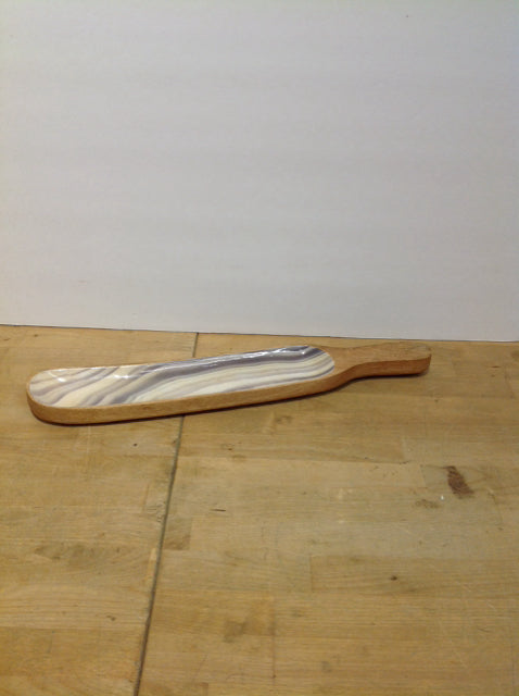 19" Wood Paddle w/Mother of Pearl Tray