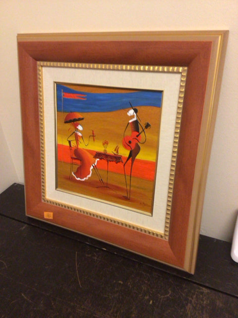 21 1/8" Square Esther Myatlov Framed "Golden Evening" Painting On Board