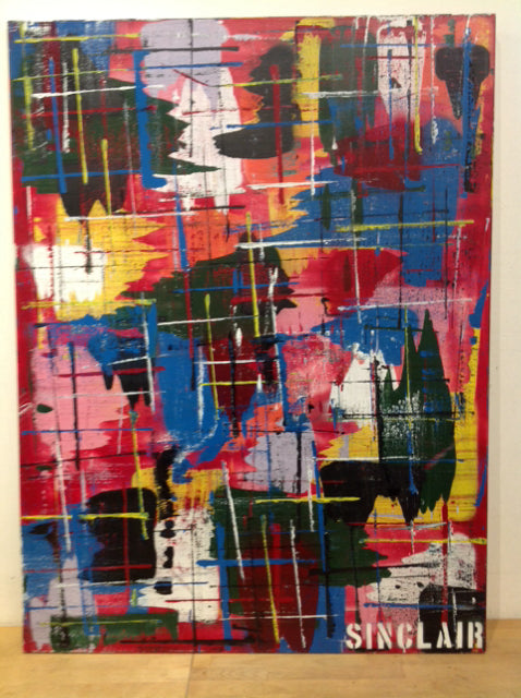 48"x36" "Crayons" Spray Paint Canvas Art By Sinclair
