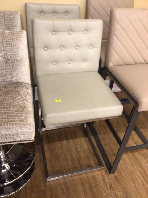Pair Of RTG Beige Button Tufted Counter Stools