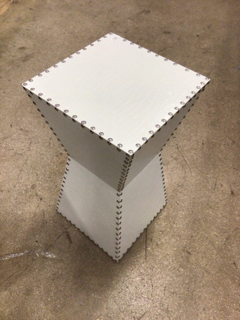 14" Square White Nailhead Pedestal