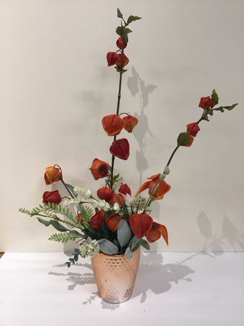 Chinese Lantern Florals w/Dimpled Vase